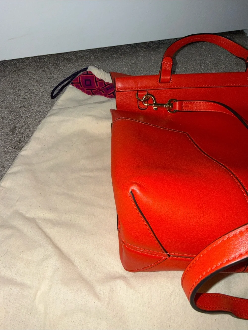 Tory Burch Red Leather Structured Top-Handle Bag